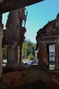 ruins of a destroyed school after hostilities