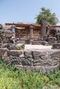 Ruins of the Dir Aziz Synagogue, built in the Byzantine period, at the beginning of the sixth century AD. It is located on the Gol Royalty Free Stock Photo