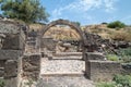 Ruins of the Dir Aziz Synagogue, built in the Byzantine period, at the beginning of the sixth century AD. It is located on the Gol Royalty Free Stock Photo