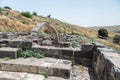 Ruins of the Dir Aziz Synagogue, built in the Byzantine period, at the beginning of the sixth century AD. It is located on the Gol Royalty Free Stock Photo