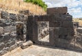 Ruins  of the Dir Aziz Synagogue, built in the Byzantine period, at the beginning of the sixth century AD. It is located on the Royalty Free Stock Photo