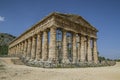 Ruins of the Doric Greek temple of Segesta from the 5th century BC on the island of Sicily. Italy Royalty Free Stock Photo