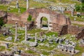 Ruins of the entrance to the Basilica Aemilia at the Roman Forum in Rome Royalty Free Stock Photo