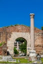 Ruins of the entrance to the Basilica Aemilia at the Roman Forum in Rome Royalty Free Stock Photo