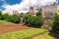 The ruins of famous ancient walls of Constantinople in Istanbul