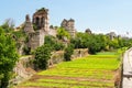 The ruins of famous ancient walls of Constantinople in Istanbul Royalty Free Stock Photo