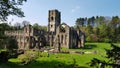 Ruins of Fountains Abbey, Studley Royal Water Garden. England Royalty Free Stock Photo