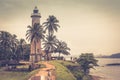 Ruins of Galle Fort with a lighthouse in Sri Lanka