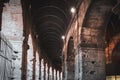 Ruins of the gated arch of the passage at the entrance of the Roman Colosseum in Rome, Italy Royalty Free Stock Photo