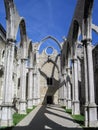 Ruins of the Gothic Church of the Carmo Convent aka Our Lady of Mount Carmel. Roofless nave and arches stand as a testimony to the