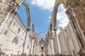 Ruins of the Gothic Church of Our Lady of Mount Carmel Igreja do Carmo, destroyed by an earthquake in 1755, Lisbon, Portugal Royalty Free Stock Photo