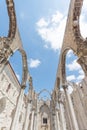 Ruins of the Gothic Church of Our Lady of Mount Carmel Igreja do Carmo, destroyed by an earthquake in 1755, Lisbon, Portugal Royalty Free Stock Photo