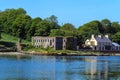 The ruins of grain store on the Clonakilty Bay on a sunny spring day. Irish landscape. The