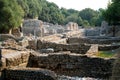 Ruins of the Great Basilica in Butrint National Park, Buthrotum, Albania. Triconch Palace at Butrint Life and death of Royalty Free Stock Photo