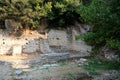 Ruins of the Great Basilica in Butrint National Park, Buthrotum, Albania. Triconch Palace at Butrint Life and death of Royalty Free Stock Photo