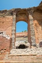 Ruins of the Greek Roman Theater, Taormina, Sicily, Italy