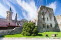 Ruins of Haapsalu Episcopal Castle and cannons Royalty Free Stock Photo