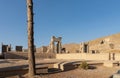 Ruins of Hall of 100 Columns viewed from Queen\'s Quarters in Persepolis Royalty Free Stock Photo