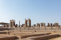 Ruins of Hall of 100 Columns viewed from Treasury in Persepolis Royalty Free Stock Photo