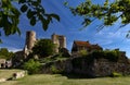 The ruins of Herisson Castle in summer, Allier, France