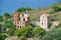 Ruins on a hill at the ocean Royalty Free Stock Photo