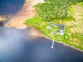 The ruins of historic Kilchurn Castle and jetty on Loch Awe Royalty Free Stock Photo