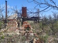 Ruins of a house after being hit by an artillery shell Royalty Free Stock Photo