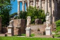 Ruins of the House of the Vestal Virgins at the Roman Forum in Rome