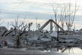 Ruins of houses in the flooded city of Epecuen, in Argentina