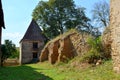 Ruins. Inside fortified medieval saxon evangelic church in the village Felmer, Felmern, Transylvania, Romania. Royalty Free Stock Photo