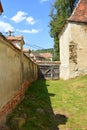 Ruins. Inside fortified medieval saxon evangelic church in the village Felmer, Felmern, Transylvania, Romania. Royalty Free Stock Photo