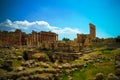 Ruins of Jupiter and Bacchus temples and great court of Heliopolis in Baalbek, Bekaa valley Lebanon Royalty Free Stock Photo