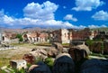 Ruins of Jupiter and Bacchus temples and great court of Heliopolis in Baalbek at Bekaa valley Lebanon Royalty Free Stock Photo