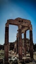 Ruins of Jupiter temple and great court of Heliopolis in Baalbek, Bekaa valley, Lebanon Royalty Free Stock Photo