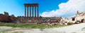 Ruins of Jupiter temple and great court of Heliopolis, Baalbek, Bekaa valley Lebanon Royalty Free Stock Photo