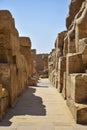 Ruins of Karnak Temple complex with halls decorated with sculptures and columns with carved with ancient Egyptian hieroglyphs Royalty Free Stock Photo