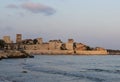 Ruins of Korykos Castle by the Kizkalesi Beach with Sunset Colors in Kizkalesi, Mersin, Turkey