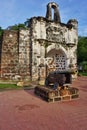 Ruins of the Kota A Famosa Portuguese Fortress in Malacca Royalty Free Stock Photo