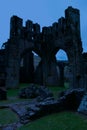 Ruins of Llanthony priory in twilight, Abergavenny, Monmouthshire, Wales, Uk Royalty Free Stock Photo