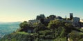 Ruins of Lombardy Castle - vintage effect. Tower and fortification walls. Royalty Free Stock Photo