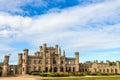 Facade of a ruined Lowther Castle.