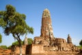 The ruins of the main prang of the ancient Buddhist temple of Wat Phra Ram on a sunny afternoon. Ayutthaya, Thailand Royalty Free Stock Photo