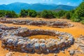 Ruins at Malia Palace Archaeological Site at Crete island in Gre Royalty Free Stock Photo