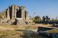 Ruins of the Martand Sun Temple under the sunlight and a blue sky in India Royalty Free Stock Photo