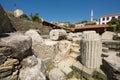 Ruins of the Mausoleum of Mausolus, one of the Seven wonders of the ancient world in Bodrum, Turkey. Royalty Free Stock Photo