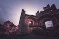 Ruins of the Bolkow Castle at dusk