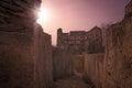 Ruins of the Bolkow Castle at sunset