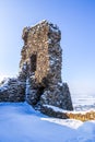 Ruins of medieval castle Lichnice near Tremosnice, Czech Republic. Sunny snowy winter day Royalty Free Stock Photo