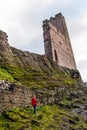 Ruins of medieval castle Wangenbourg on the top of hill, Alsace, Royalty Free Stock Photo