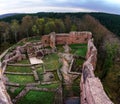 Ruins of medieval castle Wangenbourg on the top of hill, Alsace, Royalty Free Stock Photo